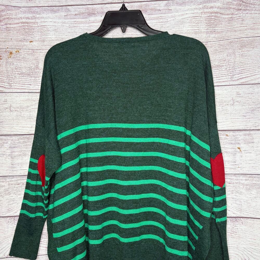 Mersea The Amour Alpine Clover Striped Heart Patch Pullover Sweater One Size - Picture 10 of 13
